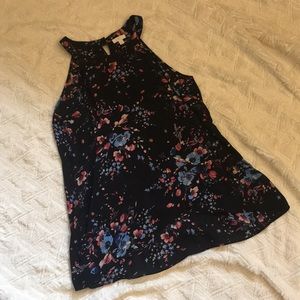 Charming Charlie black floral print sleeveless top